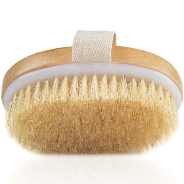 Torrborste, kroppsborste, exfolierande borste, naturborst, badborste för att ta bort död hud, celluliter, förbättra lymffunktioner, exfoliering
