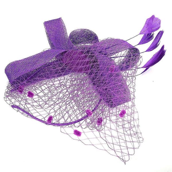 Bryllup Dame Netting Brudeslør Hatter Brudefascinerende Hodeplagg Hårtilbehør (Lilla)