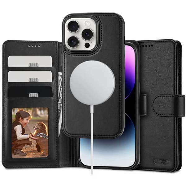 Tech-Protect lompakkokotelo MagSafella iPhone 16 Prolle - Musta