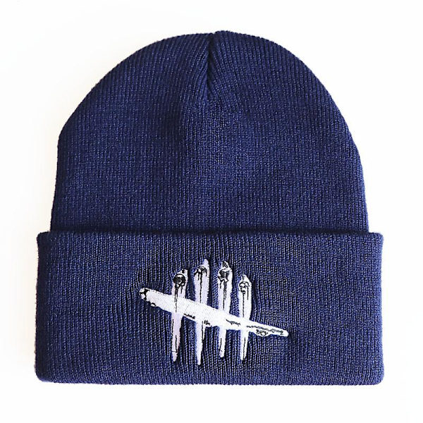 Brodert strikket lue med Dead By Daylight-trykk, tykk og varm, ensfarget, for kvinner og menn