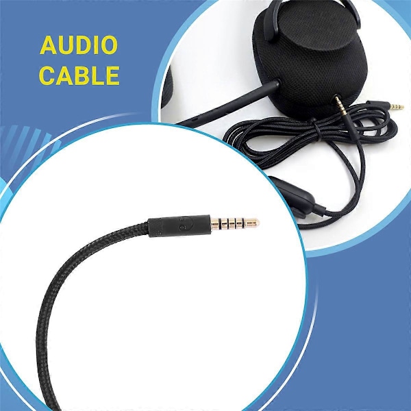 for Logitech G433 G233 GPRO X Universal Spillheadset Lydkabel 2M