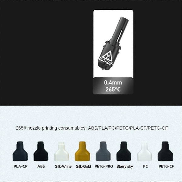 0,4 mm 265 Dyse Høytemperatur 3D-skriverdyse Reservedeler Erstatningstilbehør for Flashforge Adventurer 3 og Adventurer 4 12
