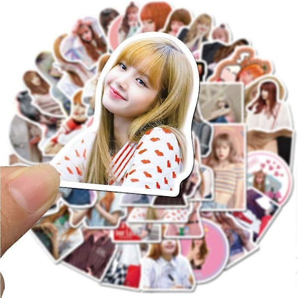 Kpop Black Pink -tarrat kannettavalle tietokoneelle (50 kpl), lahja lapsille, teineille, aikuisille, tytöille ja pojille, vedenpitävät tarrat vesipulloon, laulaja