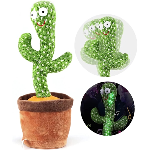 Dancing cactus toy, repeats what you say, sings, dances, records, LED (120 songs)