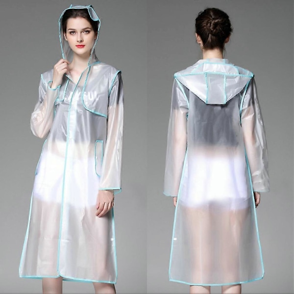 Moderigtig Unisex EVA Regnfrakke Transparent Langt Regntøj Udendørs Klar Regnfrakke (XL)