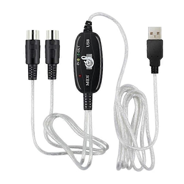 USB til MIDI 5-pinners kabelkonverter 2 i 1 til PC Lydutgang Redigering for Piano Elektroniske Musikkinstrumenter