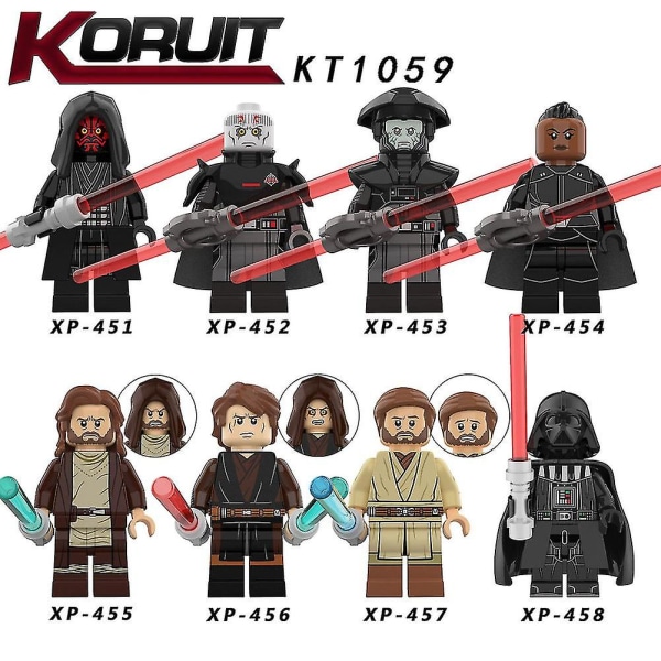 8 stk Star Wars Rolle Darth Vader Obi-wan Plast byggeklodser Minifigurer Pædagogisk legetøj