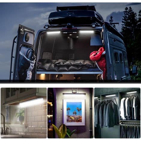 4-delt dobbel rad LED-kupélys, bilinteriørlys, 72 LED-rør, varebil/campingvognbelysning, leselampe