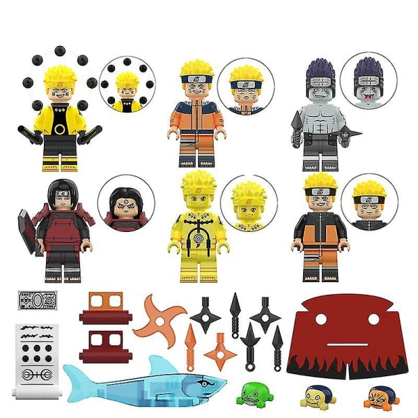 6 stk sæt Naruto minifigurer byggeklodser legetøj til børn