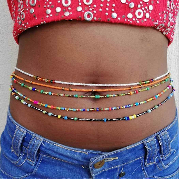 Boho Lagdelt Midje Kjede Strandperler Mage Kropp Kjede Mote Belter Kropp Tilbehør Smykker For Kvinner