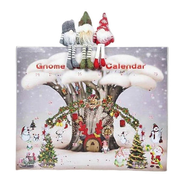 Julegnom Adventkalender 2024, 24 Dages Julekalender Gnomen Plyslegetøj