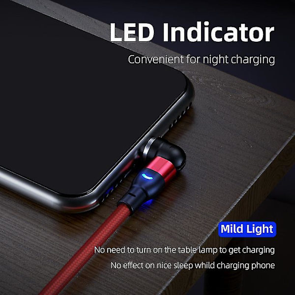 Magneettinen latauskaapeli (1m/2m/3m), 540 asteen pyörivä magneettinen puhelimen laturin kaapeli, 3 in 1 nylon punottu magneettinen USB-kaapeli Type C:lle, Micro USB:lle black 2m