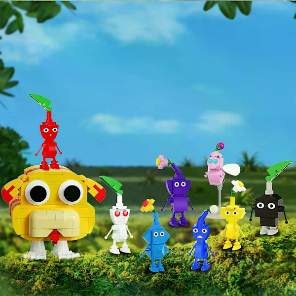 Moc 411 Bitar Pikmin 9-i-1 Rollspels Byggkloss Set Flerfärgad Tecknad Serie Tegelmonteringsleksak Vuxna Barn Födelsedag Julklapp