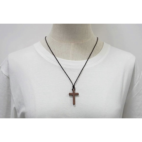 Halsband med kors i valnötträ - Naturligt trähalsband för män, kvinnor, pojkar och flickor