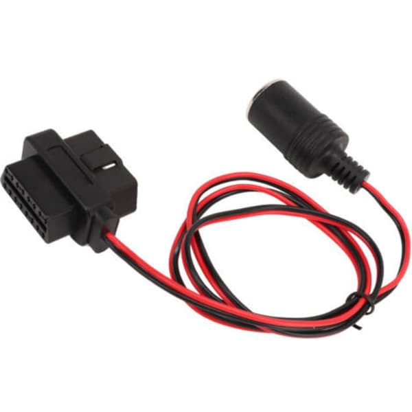 OBD2 cigarettænderstikadapter, 16-bens T-type hunstik, strømkabel til biler med OBD