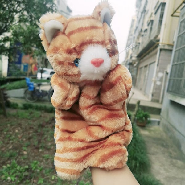 25cm Kattunge Djur Handdocka Plysch Leksak Barn Kid Cartoon Katt Låtsas Berätta Saga Dock Leksak Förälder-Barn Spel Dock