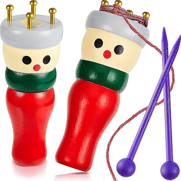 2 Set Träfranska Stickmaskiner, Söt Praktisk Första Stickspolsmaskin