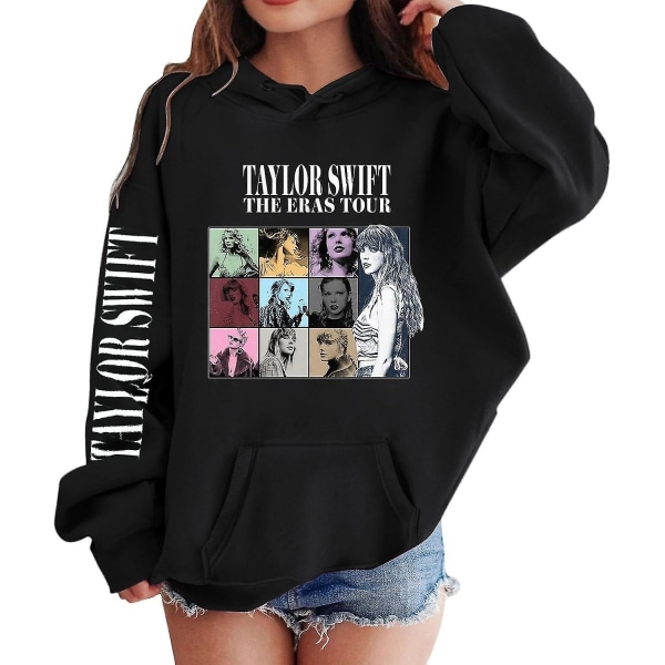 Luvtröjor för flickor 1989 Casual Taylor-tröja Barn Pojkar Swifts Pullover Konsertdräkt med huva för 4-14 år 01 black 13 to 14 Years