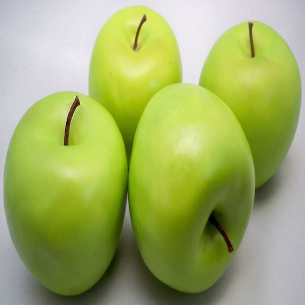 4 Stora Konstgjorda Gröna Äpplen Frukt A