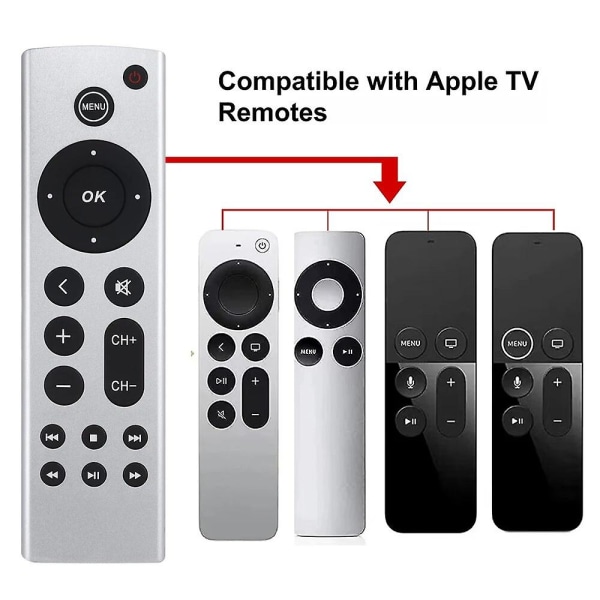 Universal erstatningsfjernbetjening passer til Apple TV-fjernbetjening 4k/ Hd A2169 A1842 A1625 A1427 A1469 A1378 A1218 Uden stemme