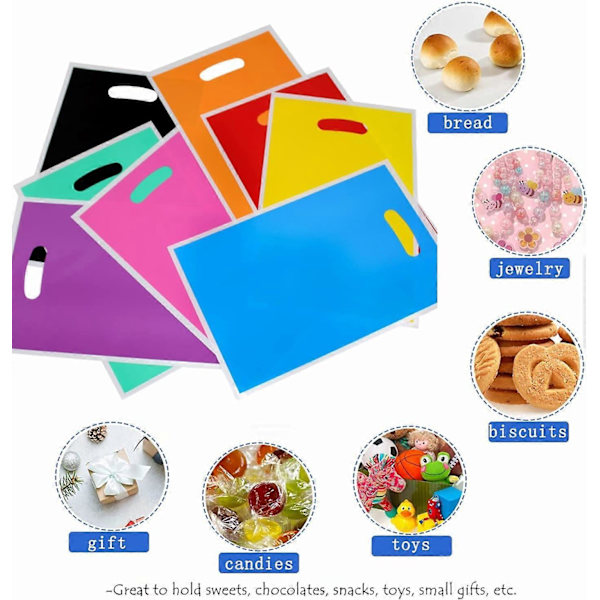30 st. Färgade Plastpresentpåsar, Mixade Färger Multipack Partypresentpåsar för Barn, Fyllnadsgåvor för Födelsedag Jul Halloween, Shimmer Godispåse