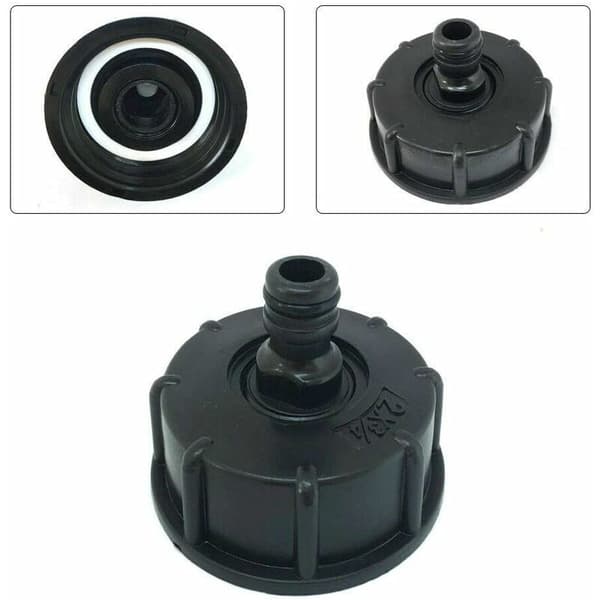 S60X6 Plast IBC Tank Adapter - Grovgevindet Hætte til 1/2\" - Haneadapter til IBC Tankventil