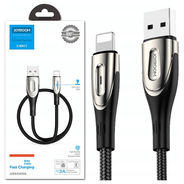USB-kabel til Lightning Joyroom Sharp S-M411 2.4A, 3m (sort)