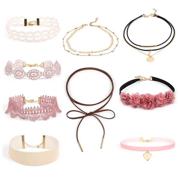 9-pak Trendy Choker Halskæder Blonde
