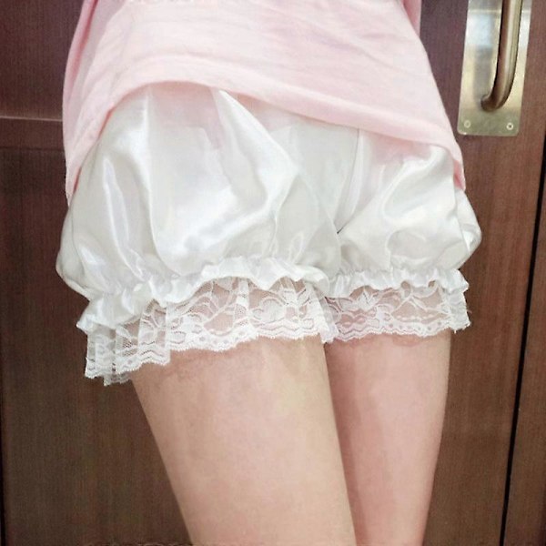 Naisten pitsiset lyhyet alushousut, keinotekoista silkkiä, röyhelöiset alushousut, anti-exposure turvahousut, Lolita satiiniset pikkuhousut, shortsit, mekon alushame