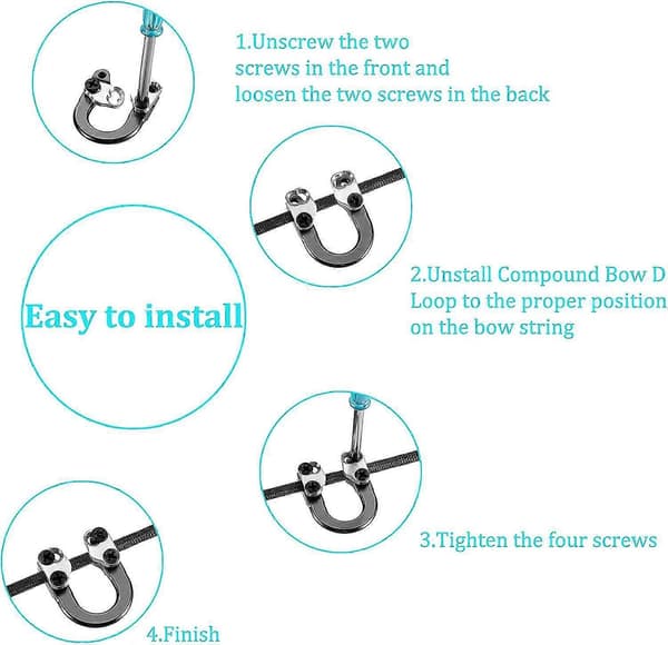 2 Set Bågskytte D Loop Compound Bow Metall U Nock D Ring Spänne Release Nocking Loop Med Skruvmejslar För Jakt Installationstillbehör