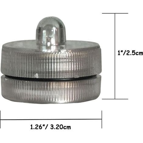 Sett med 12 vanntette LED telys, nedsenkbare, batteridrevne, hvite
