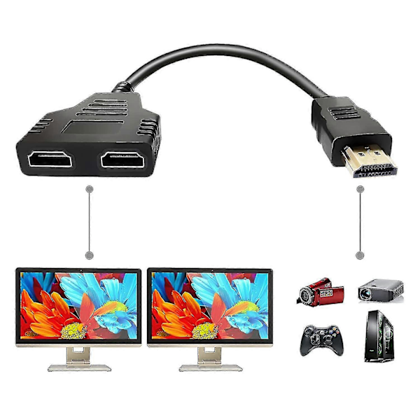 HDMI Splitter Adapterkabel HDMI Splitter 1 In 2 Ut $hdmi Hane Till Dubbel HDMI Hona 1 Till 2