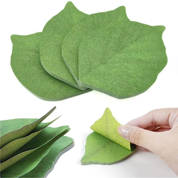 4 Pack 200 Ark Sticky Notes Klistermärken Avtagbara Självhäftande Anteckningsblock Vackra Gröna Bladformade Sticky Notes Klistermärken