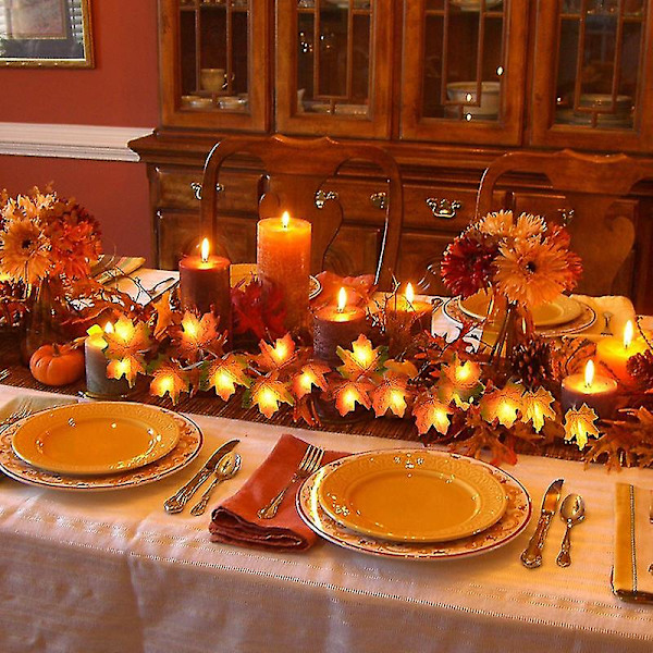 20 LED Ljusslinga Lönnlöv Konstgjorda Höstlöv LED Fe Garland för Jul Thanksgiving Fest Hem Dekoration123
