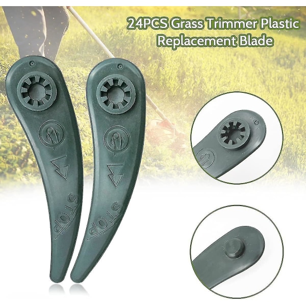 Udskiftning af græstrimmerknive, 24-pack kantklipperblad til Bosch Durablade Art 23-18 Li Art 26-18 Li Stringtrimmer, Grøn