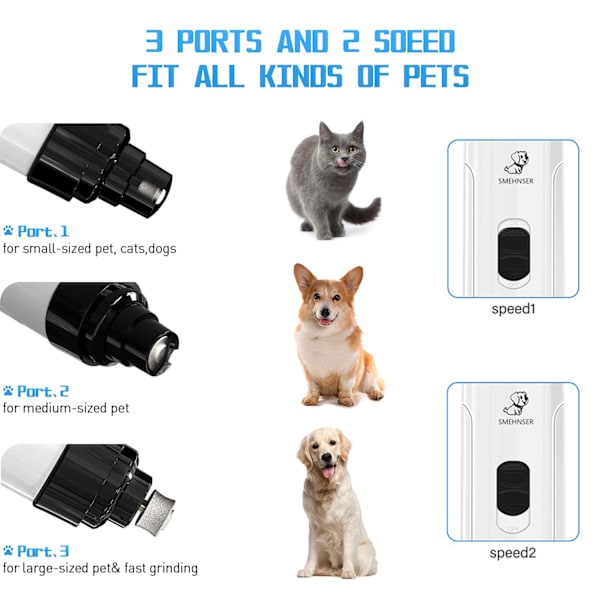 Hunde neglesliper lys stille elektrisk kjæledyr neglesliper tåneglsliper for små mellomstore hunder og katter