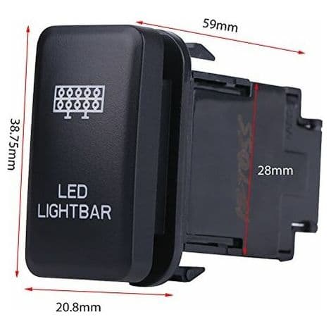 12V 0.5A Blå Dobbel Vippebryter med 200mm Kabel, LED Trykknapp Bilbryter (ARBEIDSLYS)