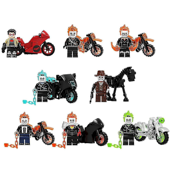 8 stk. Ghost Rider Sæt Byggeklodser Legetøj Til Børn Voksne Jule Hjemkomst Gave