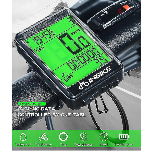 SL vattentät trådlös cykelvägmätare Hastighetsmätare med LED digital hastighet