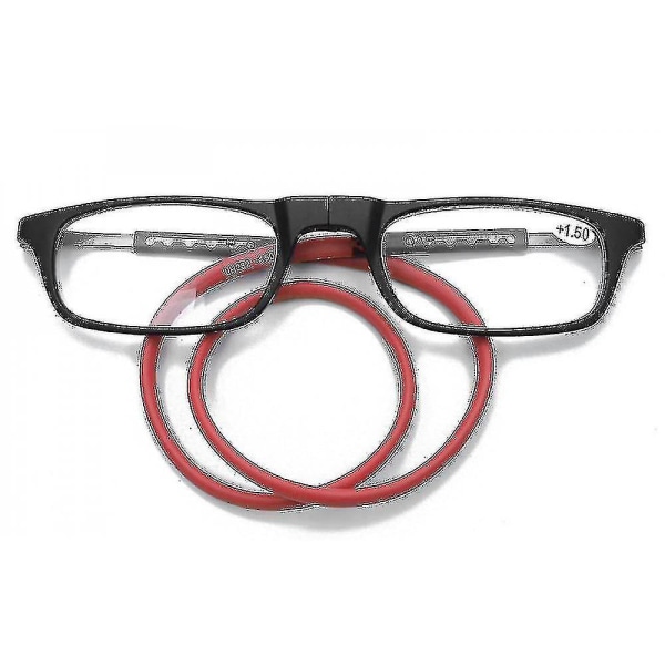 Lesebriller Høykvalitets Tr Magnetic Absorption Hanging Neck Funky Readers Glasses 1.75 Magnification Red