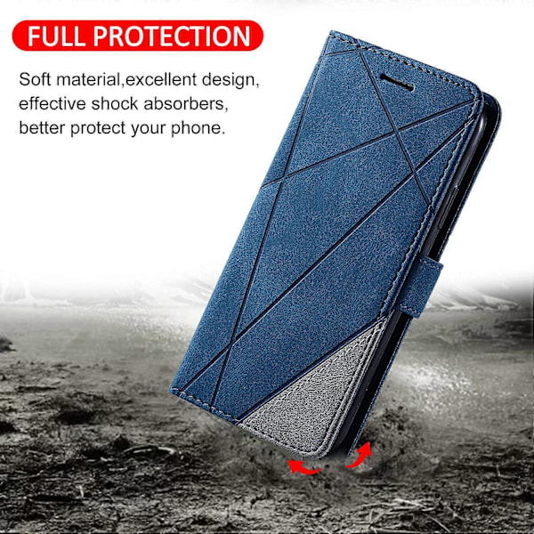 Etui for Xiaomi Redmi 13C Lær Magnetisk Folio Deksel med Kortlomme Kompatibel med Xiaomi Redmi 13C Blå