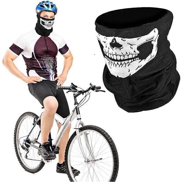 3 stk. Skull Mask Pustende Ansiktsmasker - Svart Sømløs Balaclava Maske Multifunksjonelt Pannebånd Skjerf Hodeplagg Halsvarmer for Utendørs Sykling