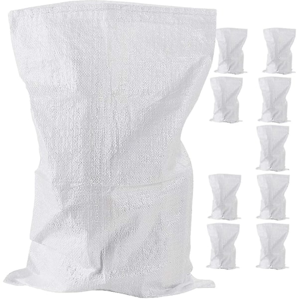 10 Pakk Vævede Skrotposer - Robust Polypropylen Konstruktionsposer - Stærke Hvide Poser - Jumbo Industrielle Opbevaringsposer - 45 X 75cm