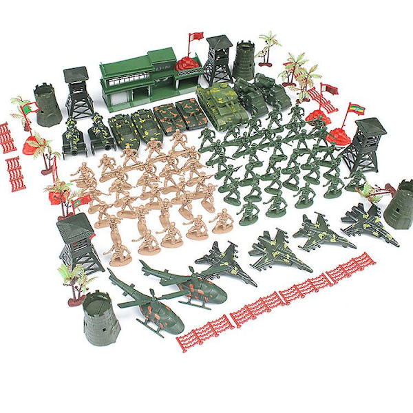 122 Stycken Armé Actionfigurer Set, Militär Leksakssats Med Soldater, Tankar, Flygplan, Flaggor, Soldatfigurer Set Modell Pojkar Plastuppdrag Armé Militär