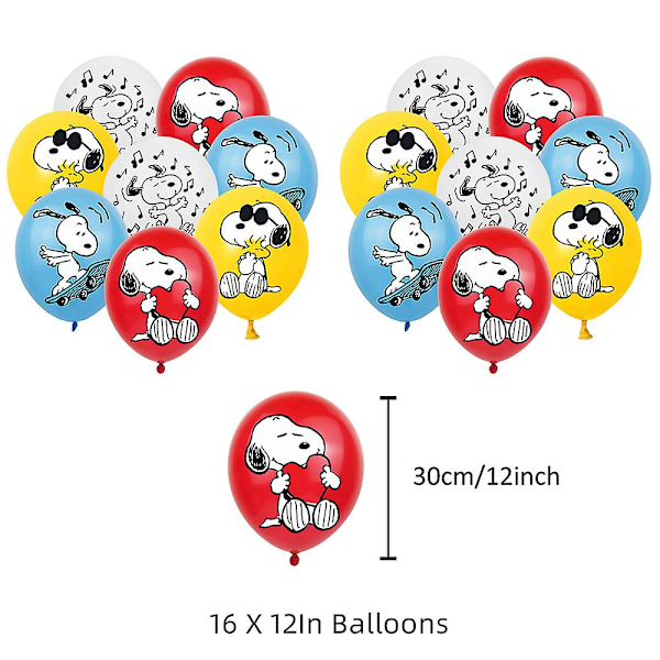 Snoopy Børne Sød Tegneserie Fødselsdagsfest Dekoration Balloner Banner Kage Topper Sæt Forbrugsvarer