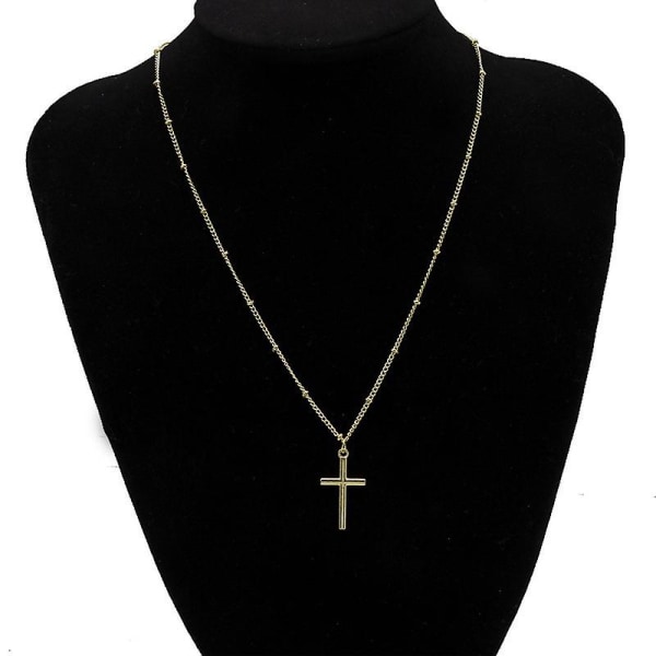 Cross hänge halsband för kvinnor män kedja modesmycken, 1 st-gyllene