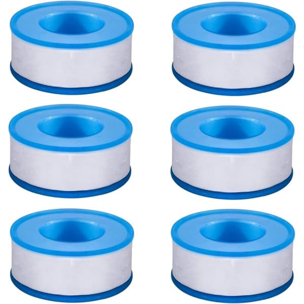 PTFE Vandrør VVS Teflon VVS Forseglingstape til Bruseslangehoved 6 Ruller 3/4 Tomme (18m)