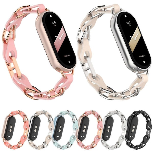 Metall Läder Kedjearmband För Xiaomi Smart Band 9
