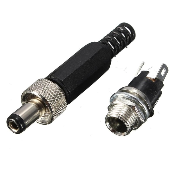 2,1 mm X 5,5 mm skruelåsing DC Strømkontakt Hunnplugg &amp; Metallpanelmontert kontakt Lokaliserbar sikker standard stikkontakt