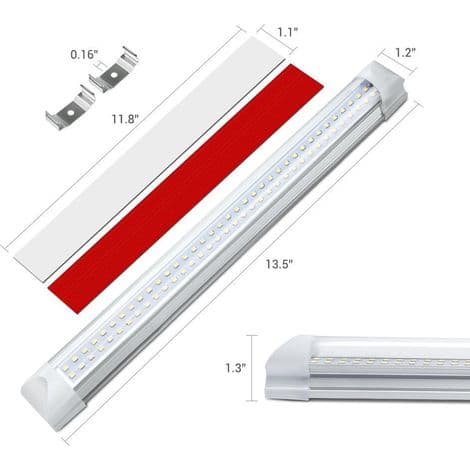4-delt dobbel rad LED-kupélys, bilinteriørlys, 72 LED-rør, varebil/campingvognbelysning, leselampe